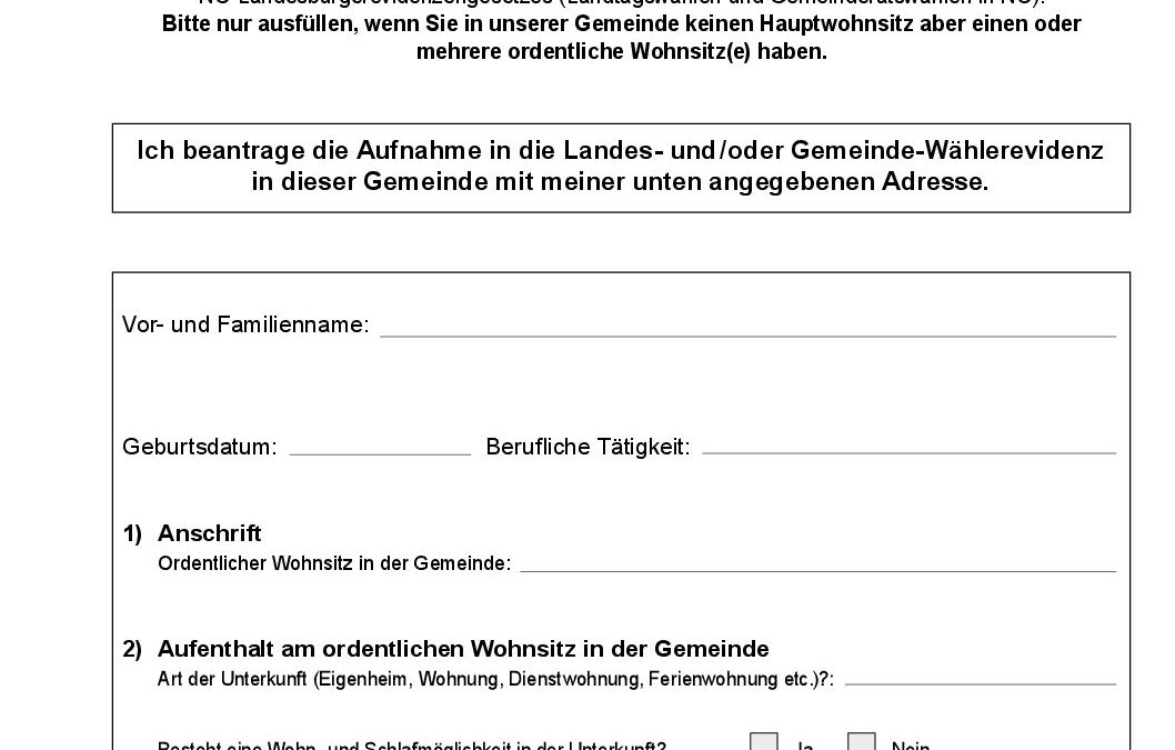 Wählerevidenzblatt PDF